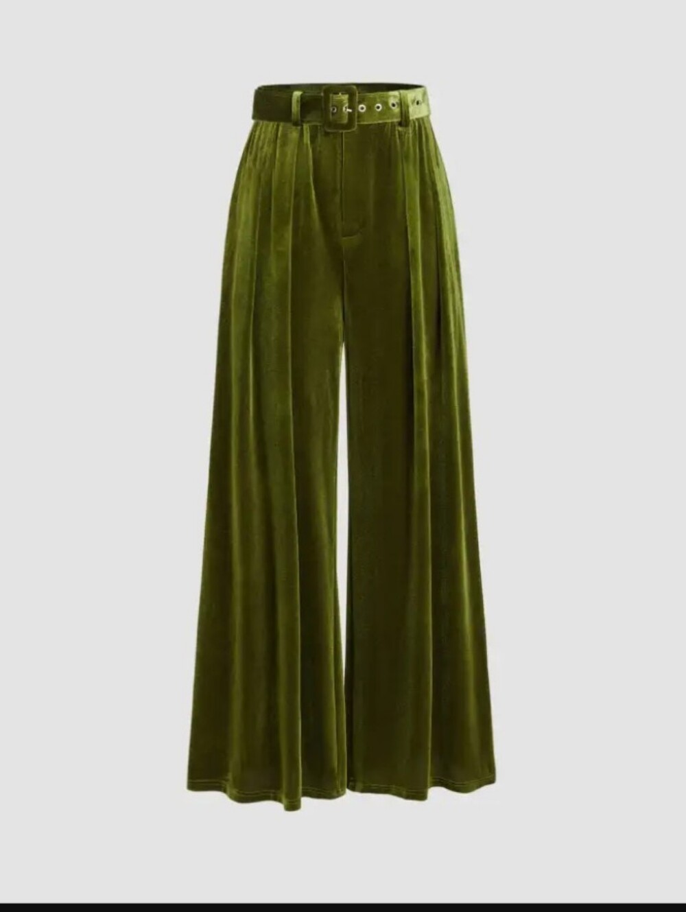 NWT Cider Wide-Leg Velvet Pants with Belt  Olive Green Women's S Indie Sleaze